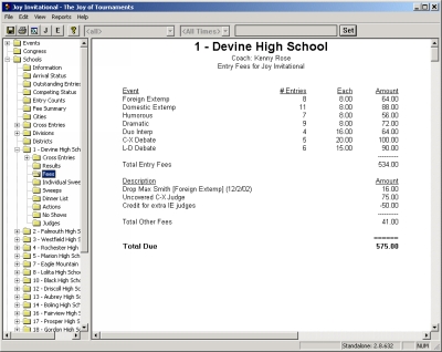 Fees - click to enlarge