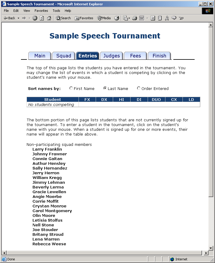 Entries Tab